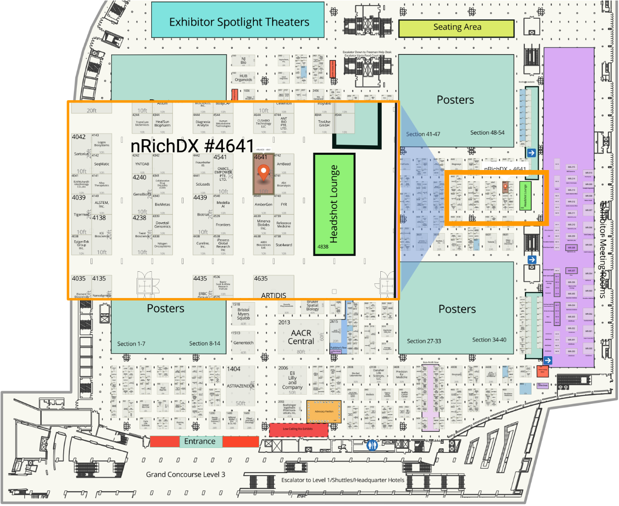 AACR25 Exhibit Hall Map nRichDX Booth 4641 