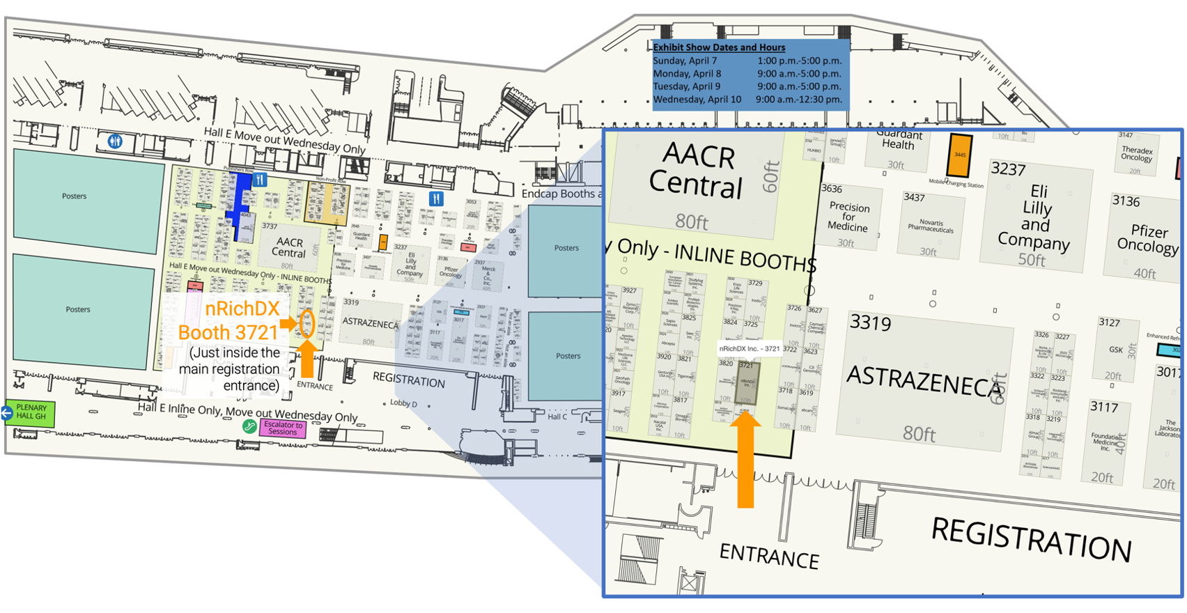 nRichDX AACR Booth 3721 Map