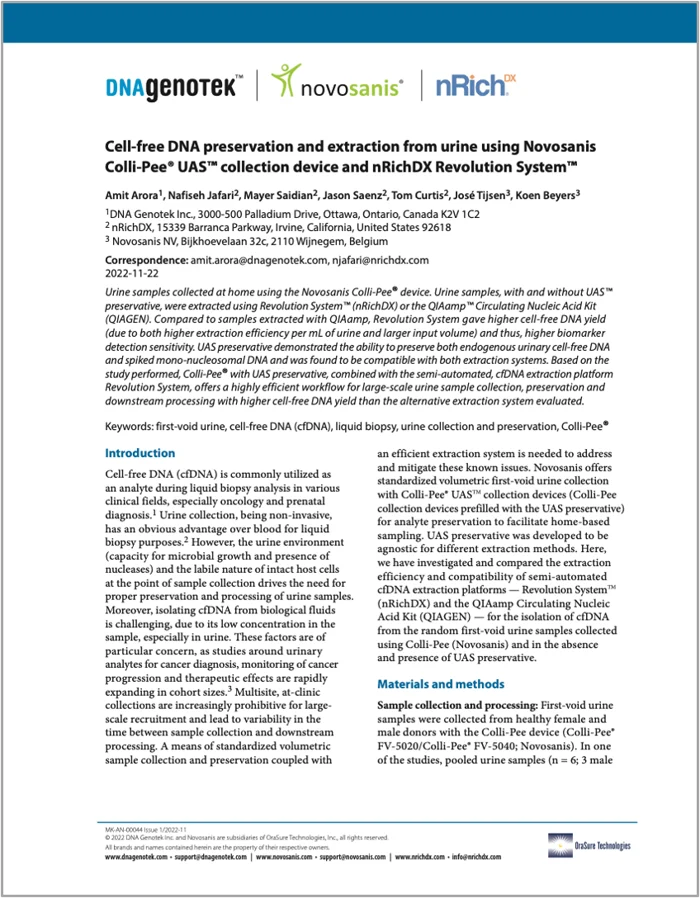 Novosanis and nRichDX first-void urine application note